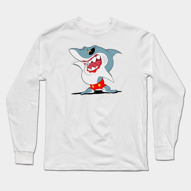 Jaws Shark (transparent) Long Sleeve T-Shirt by Kevcraven